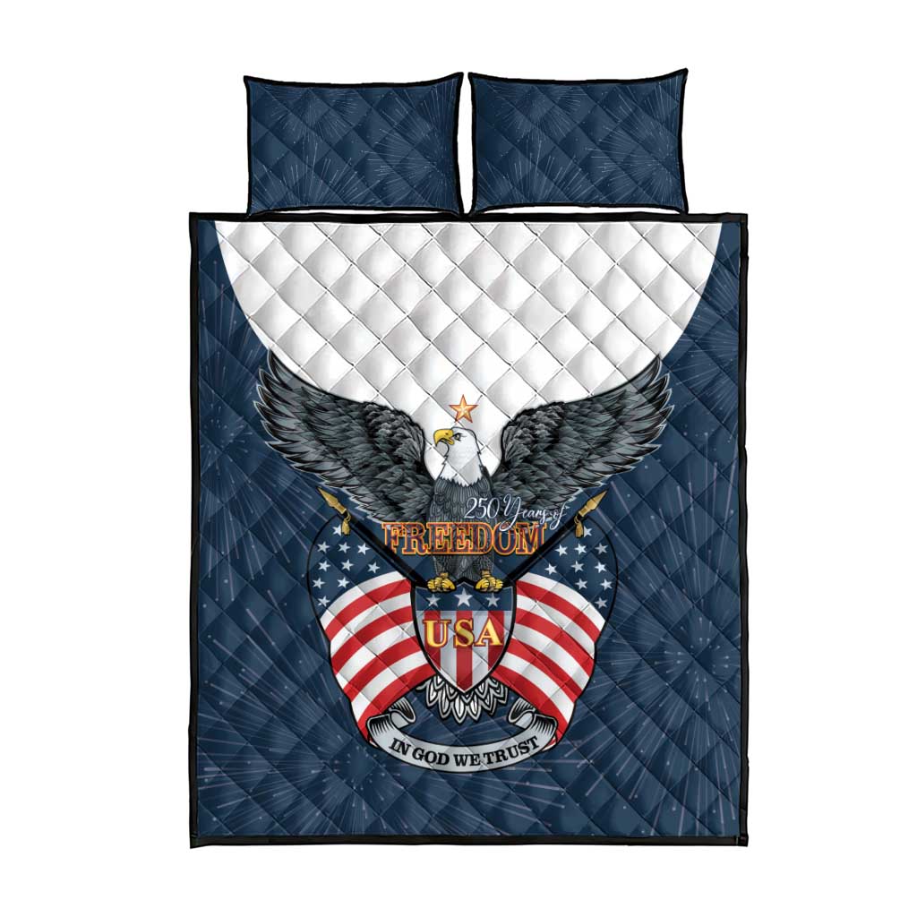 United States 4th Of July Quilt Bed Set 250 Years Of Freedom USA Power Eagle - Wonder Print Shop