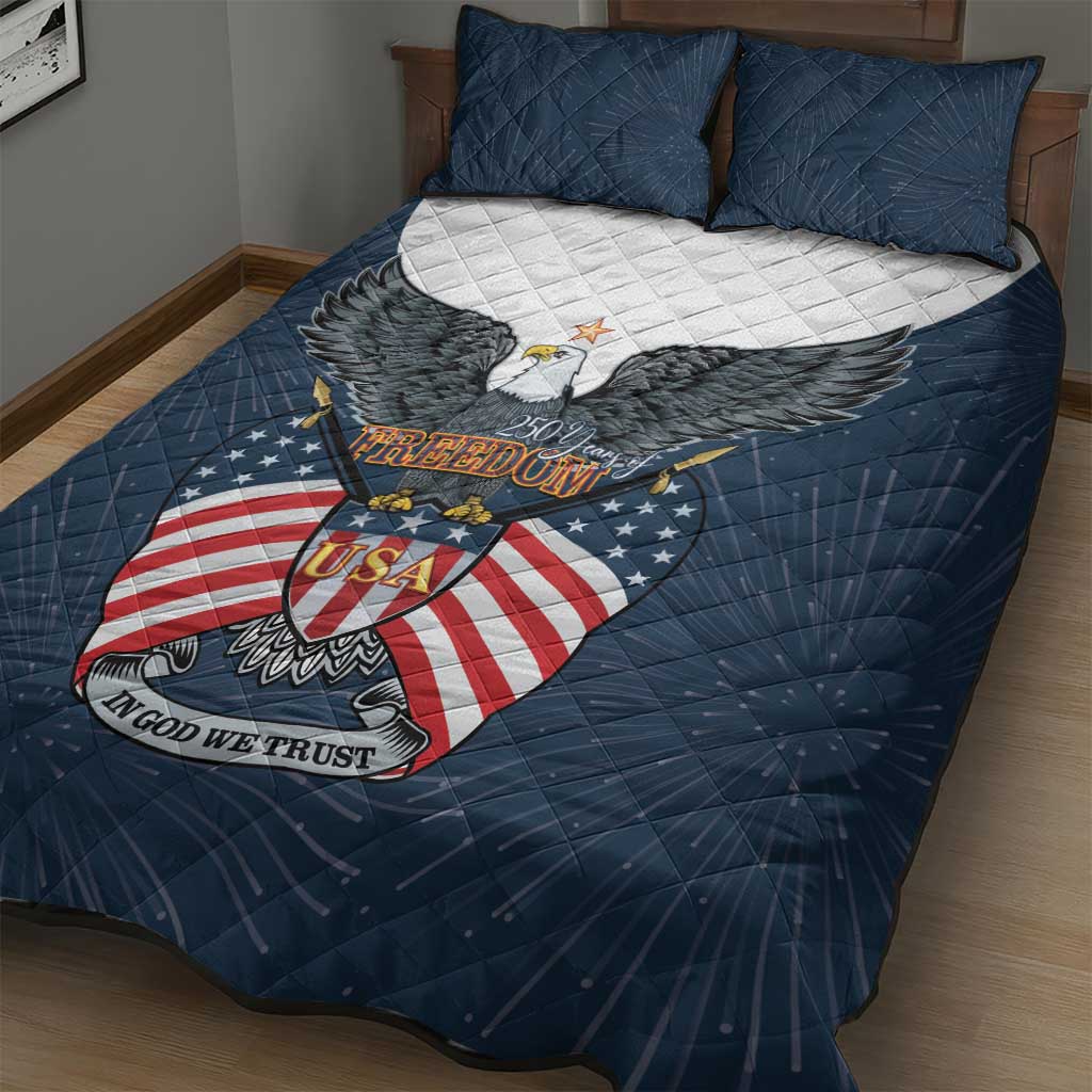 United States 4th Of July Quilt Bed Set 250 Years Of Freedom USA Power Eagle - Wonder Print Shop