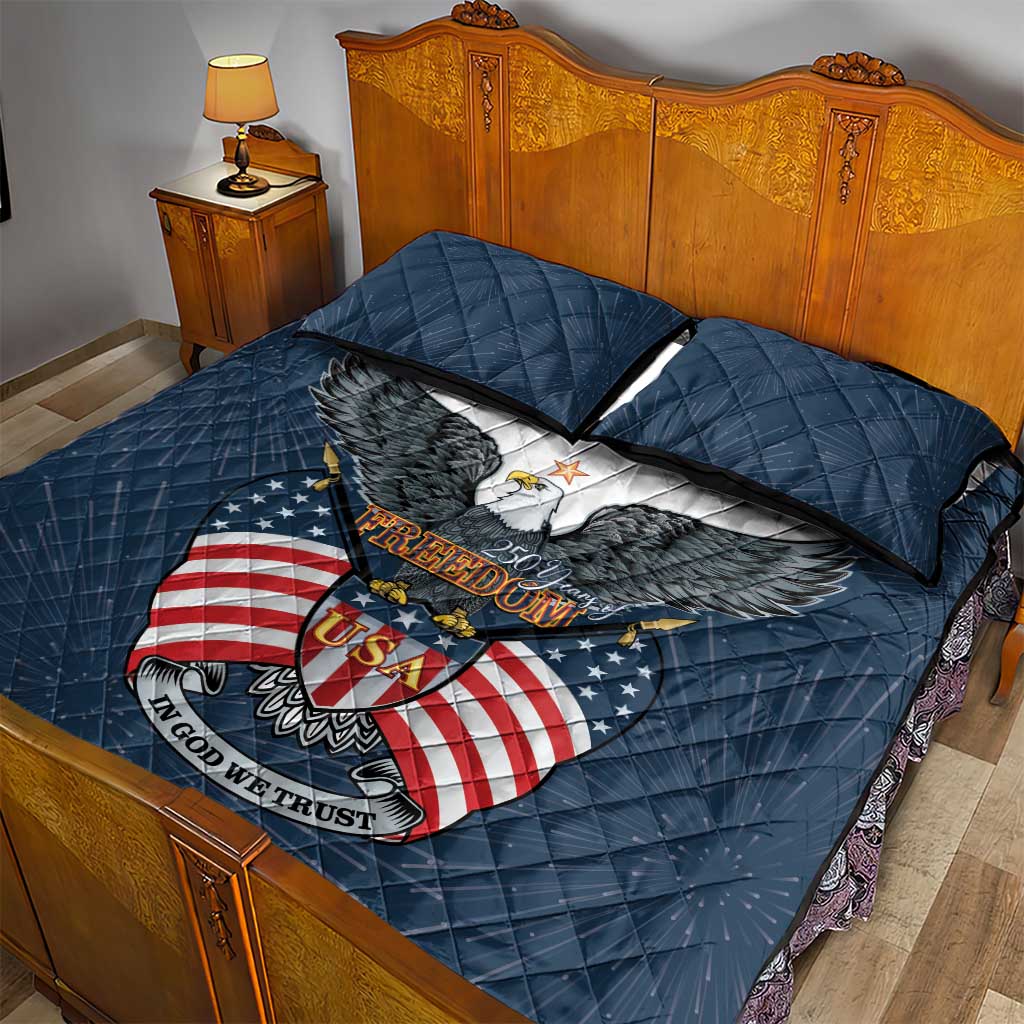United States 4th Of July Quilt Bed Set 250 Years Of Freedom USA Power Eagle - Wonder Print Shop