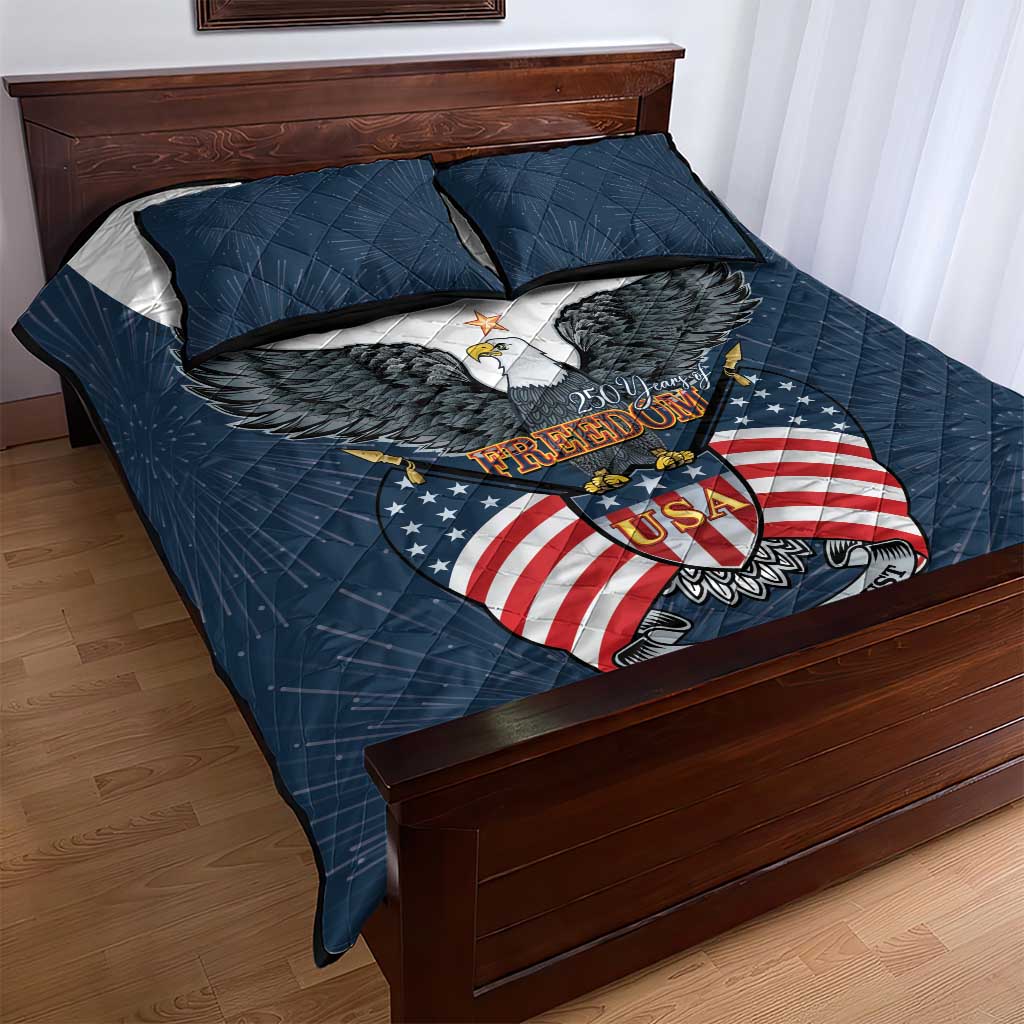 United States 4th Of July Quilt Bed Set 250 Years Of Freedom USA Power Eagle - Wonder Print Shop