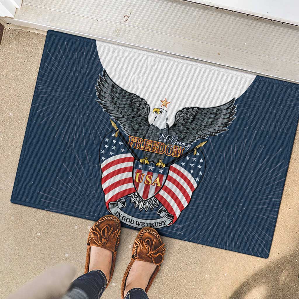 United States 4th Of July Rubber Doormat 250 Years Of Freedom USA Power Eagle - Wonder Print Shop