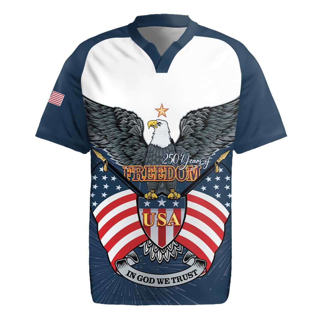 Personalized United States 4th Of July Rugby Jersey 250 Years Of Freedom USA Power Eagle - Wonder Print Shop