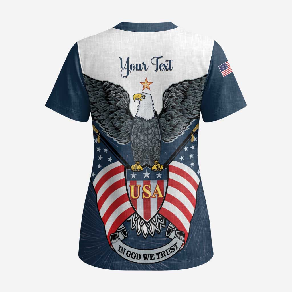 Personalized United States 4th Of July Scrub Top 250 Years Of Freedom USA Power Eagle - Wonder Print Shop