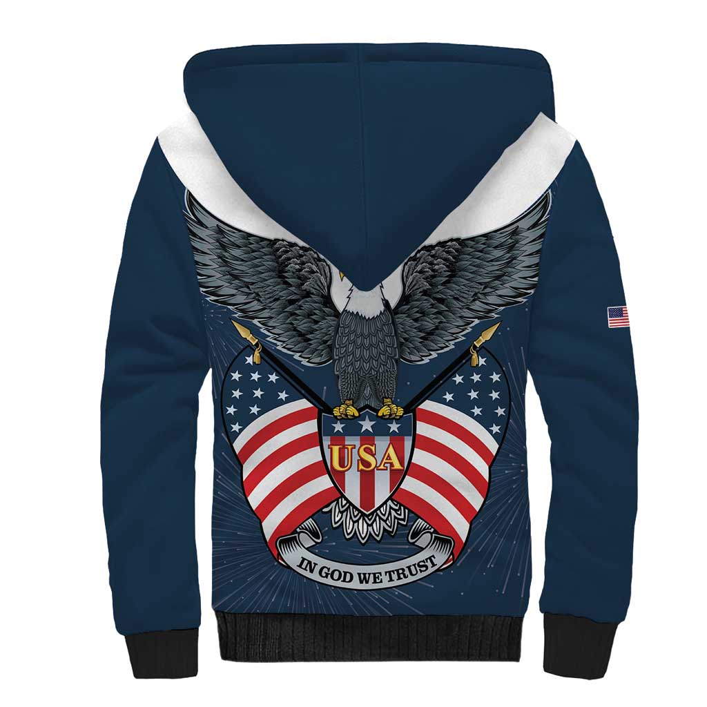 Personalized United States 4th Of July Sherpa Hoodie 250 Years Of Freedom USA Power Eagle - Wonder Print Shop
