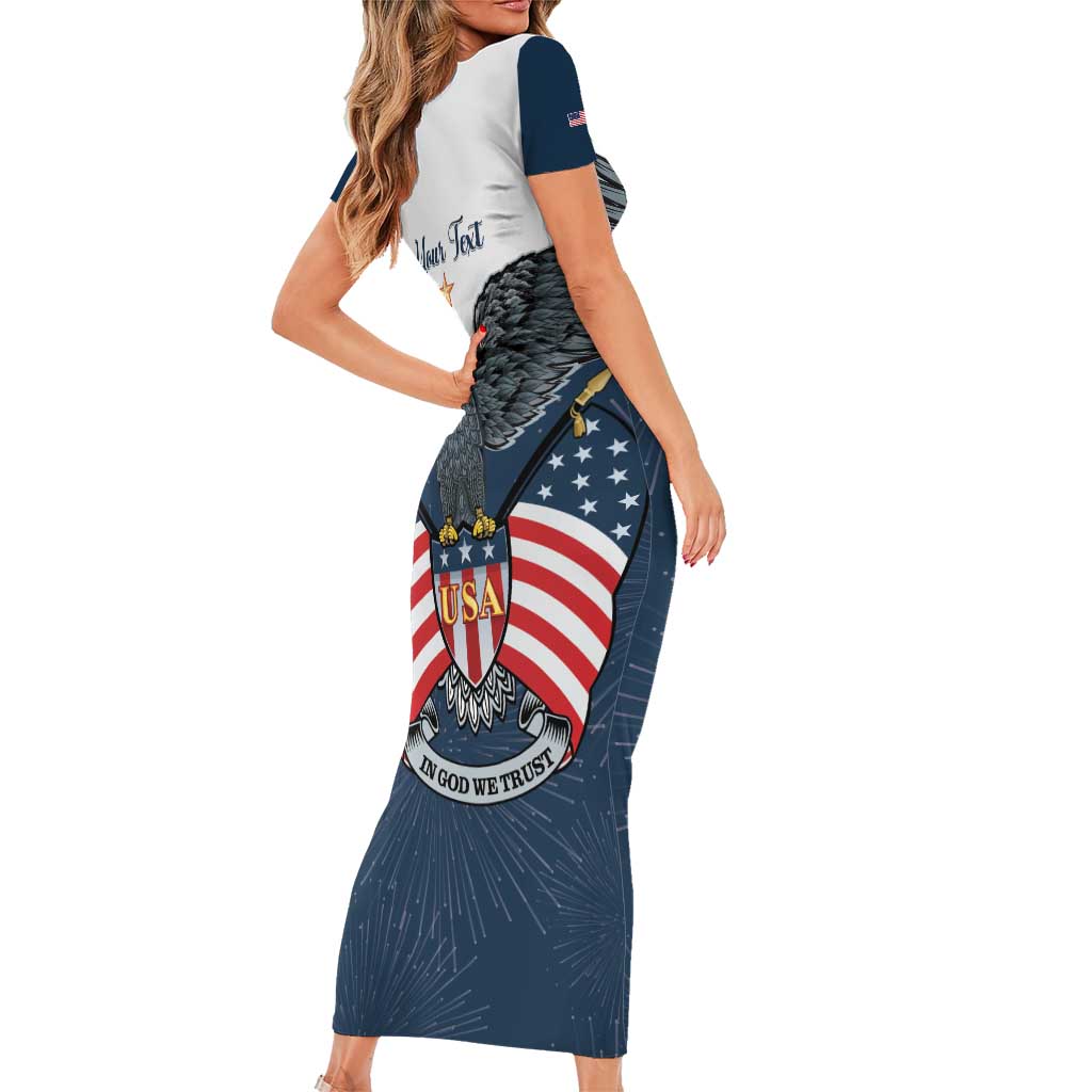 Personalized United States 4th Of July Short Sleeve Bodycon Dress 250 Years Of Freedom USA Power Eagle - Wonder Print Shop
