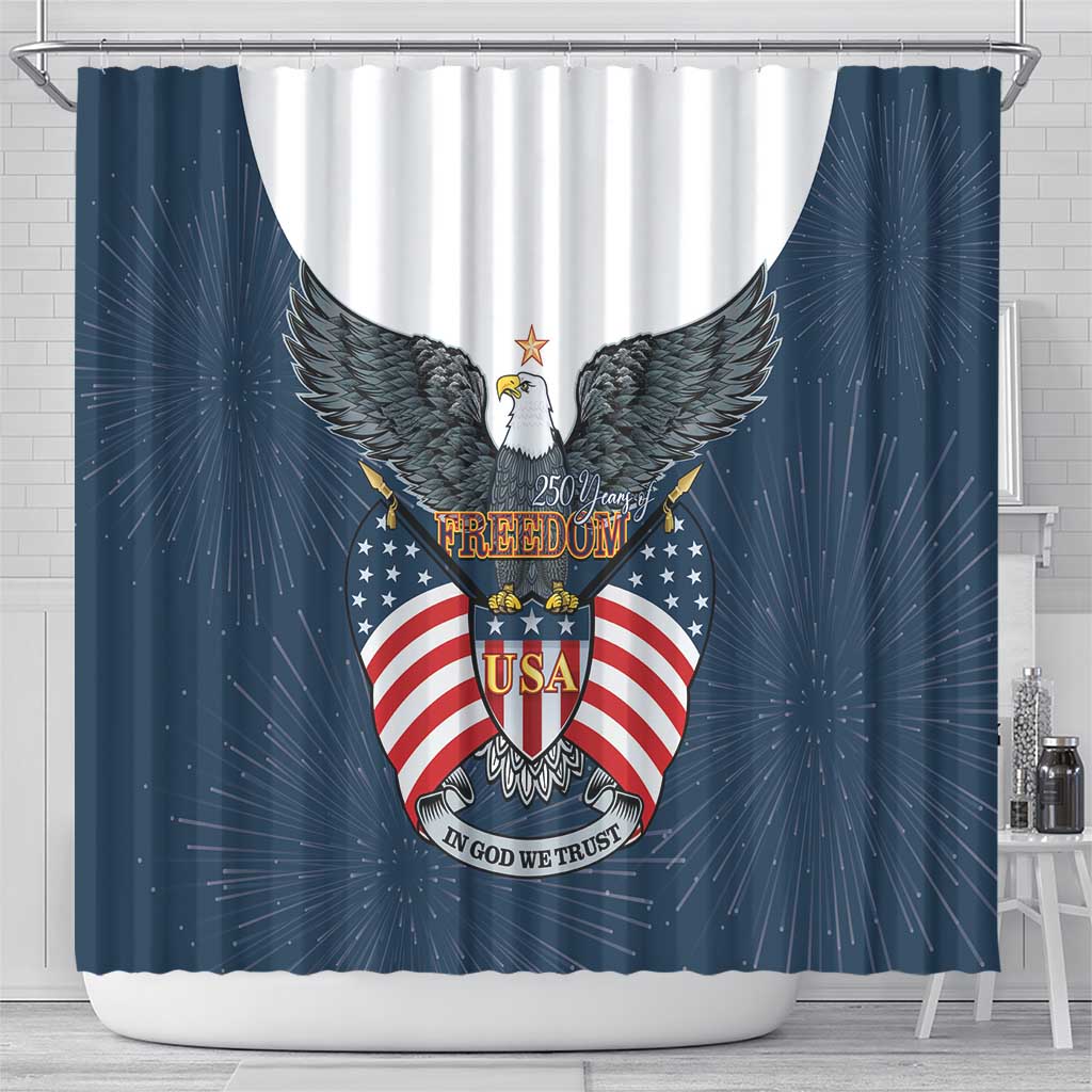 United States 4th Of July Shower Curtain 250 Years Of Freedom USA Power Eagle - Wonder Print Shop