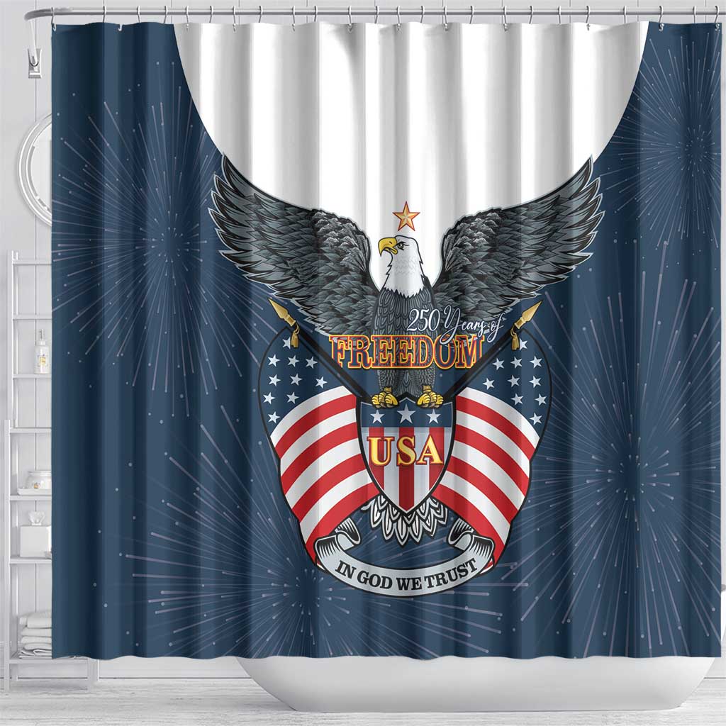 United States 4th Of July Shower Curtain 250 Years Of Freedom USA Power Eagle - Wonder Print Shop