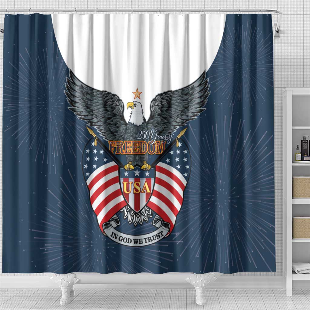 United States 4th Of July Shower Curtain 250 Years Of Freedom USA Power Eagle - Wonder Print Shop