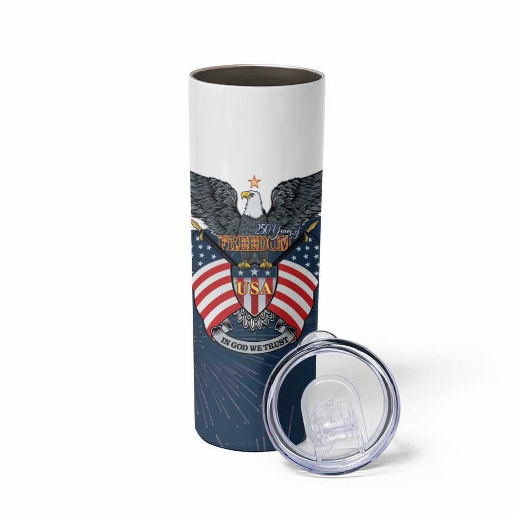 Personalized United States 4th Of July Skinny Tumbler 250 Years Of Freedom USA Power Eagle - Wonder Print Shop