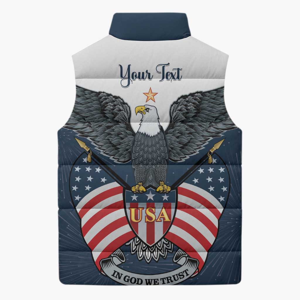 Personalized United States 4th Of July Sleeveless Puffer Jacket 250 Years Of Freedom USA Power Eagle - Wonder Print Shop
