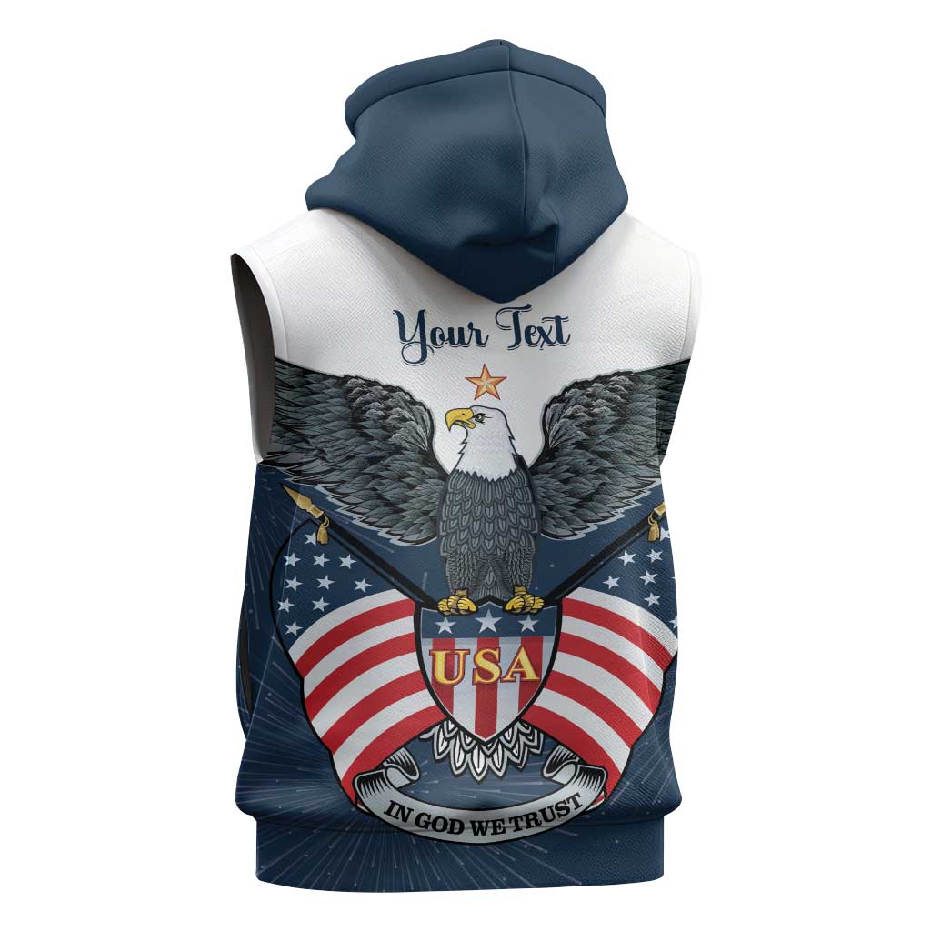 Personalized United States 4th Of July Sleeveless Zip Hoodie 250 Years Of Freedom USA Power Eagle - Wonder Print Shop