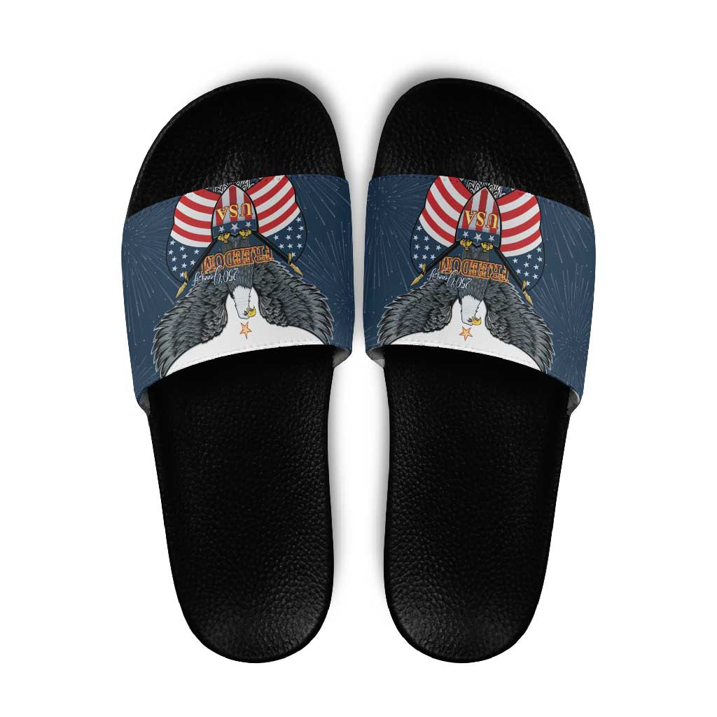 United States 4th Of July Slide Sandals 250 Years Of Freedom USA Power Eagle - Wonder Print Shop