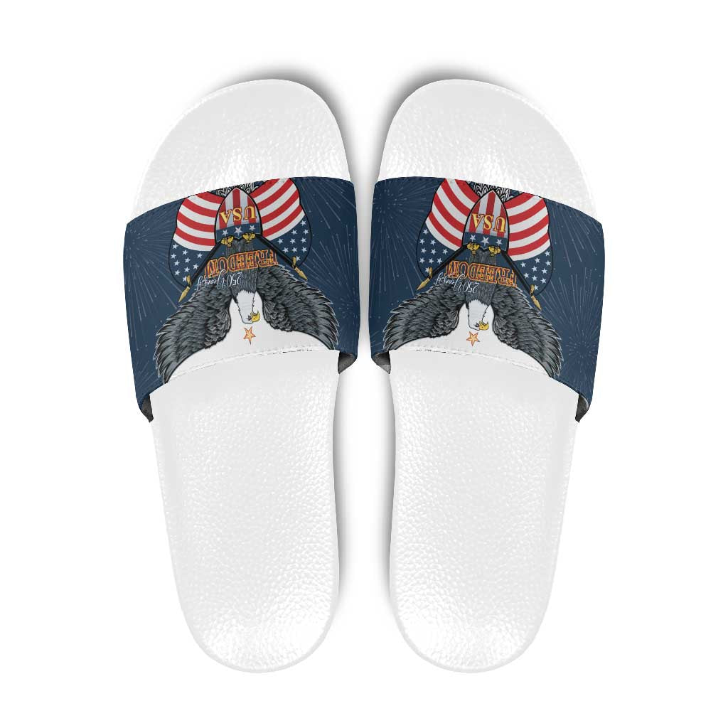 United States 4th Of July Slide Sandals 250 Years Of Freedom USA Power Eagle - Wonder Print Shop