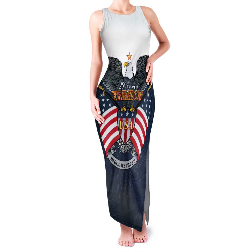Personalized United States 4th Of July Tank Maxi Dress 250 Years Of Freedom USA Power Eagle - Wonder Print Shop