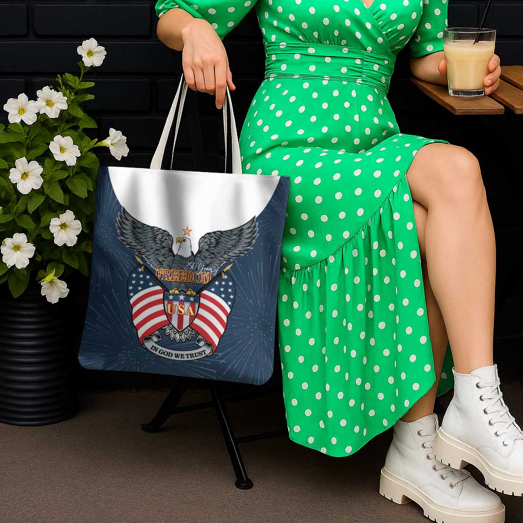 United States 4th Of July Tote Bag 250 Years Of Freedom USA Power Eagle - Wonder Print Shop