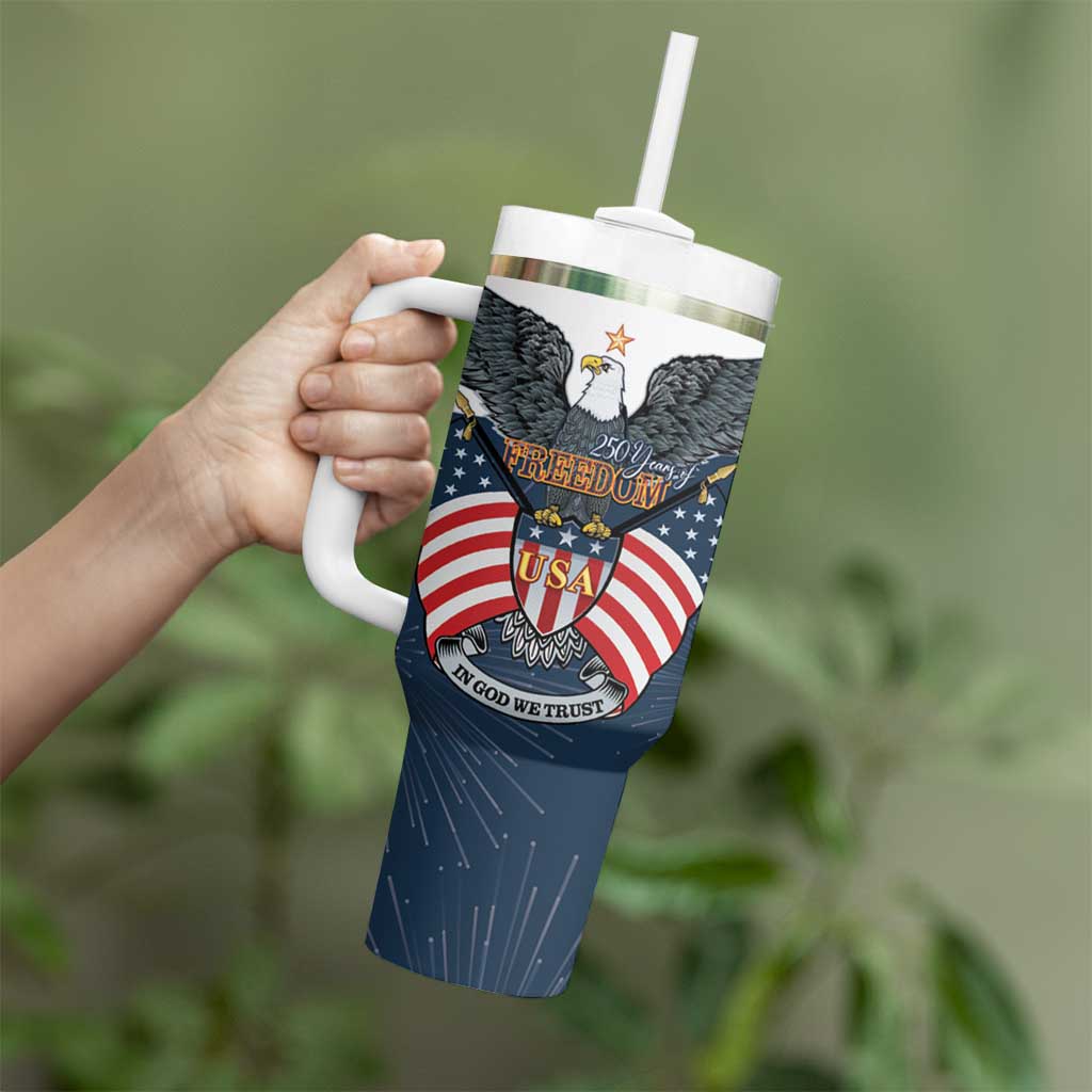 Personalized United States 4th Of July Tumbler With Handle 250 Years Of Freedom USA Power Eagle - Wonder Print Shop