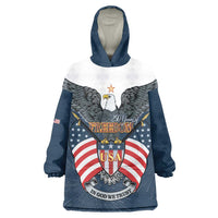 Personalized United States 4th Of July Wearable Blanket Hoodie 250 Years Of Freedom USA Power Eagle - Wonder Print Shop