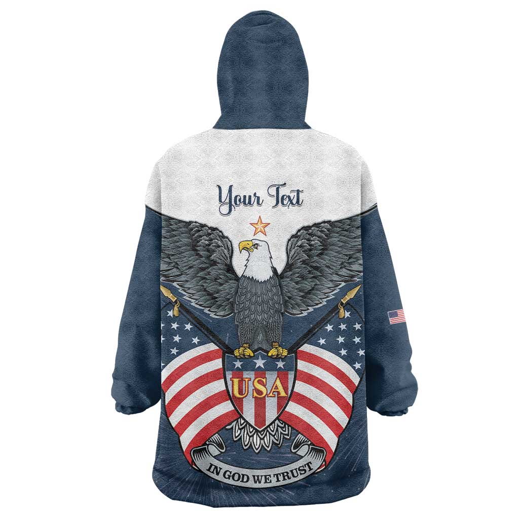 Personalized United States 4th Of July Wearable Blanket Hoodie 250 Years Of Freedom USA Power Eagle - Wonder Print Shop
