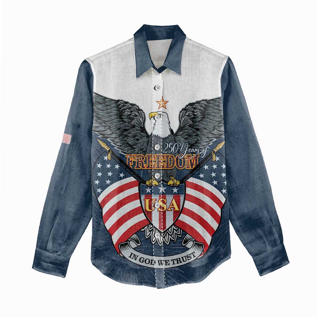 Personalized United States 4th Of July Women Casual Shirt 250 Years Of Freedom USA Power Eagle - Wonder Print Shop