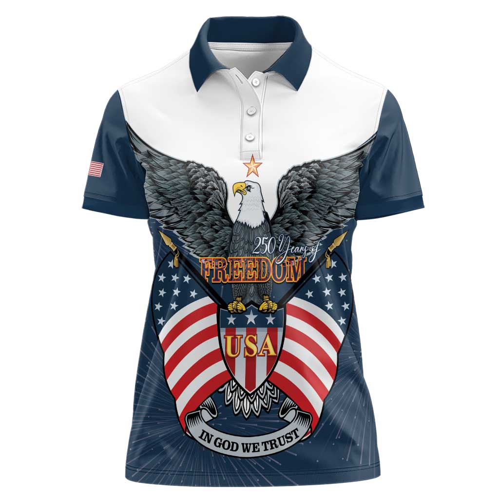 Personalized United States 4th Of July Women Polo Shirt 250 Years Of Freedom USA Power Eagle - Wonder Print Shop