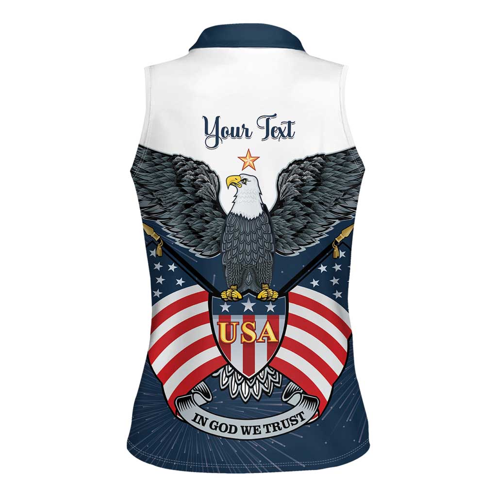Personalized United States 4th Of July Women Sleeveless Polo Shirt 250 Years Of Freedom USA Power Eagle - Wonder Print Shop