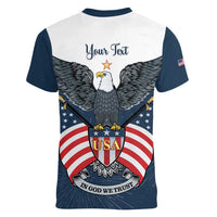 Personalized United States 4th Of July Women V-Neck T-Shirt 250 Years Of Freedom USA Power Eagle - Wonder Print Shop