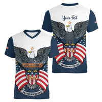 Personalized United States 4th Of July Women V-Neck T-Shirt 250 Years Of Freedom USA Power Eagle - Wonder Print Shop
