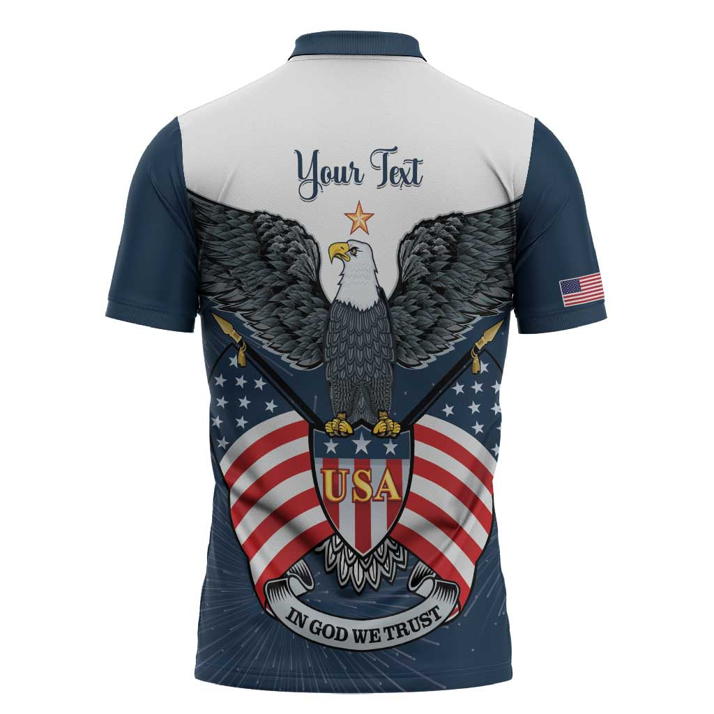 Personalized United States 4th Of July Zipper Polo Shirt 250 Years Of Freedom USA Power Eagle - Wonder Print Shop