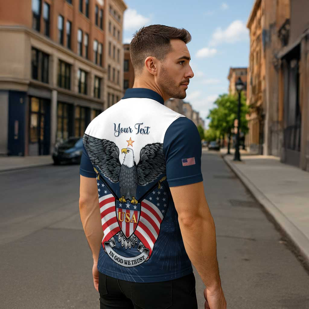 Personalized United States 4th Of July Zipper Polo Shirt 250 Years Of Freedom USA Power Eagle - Wonder Print Shop