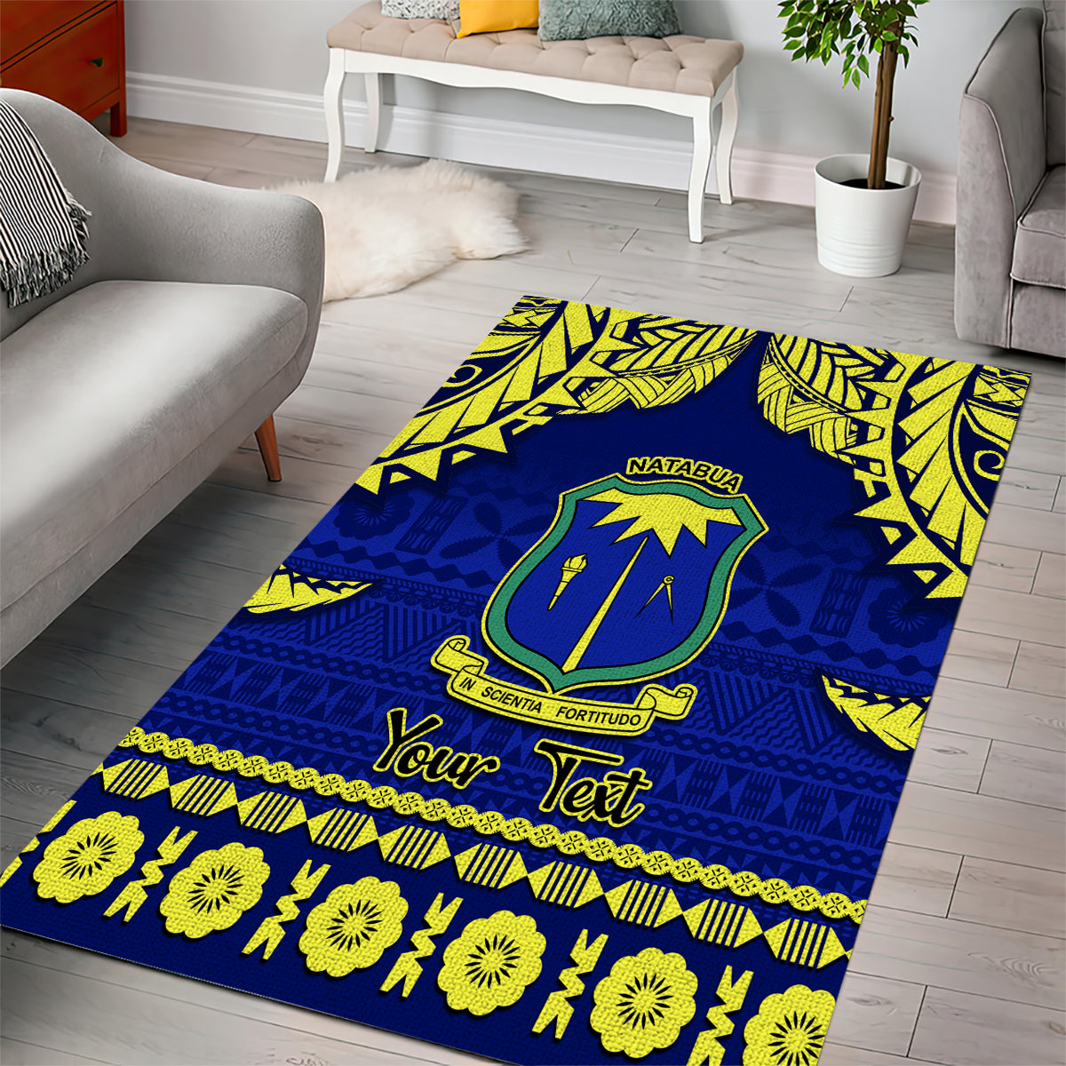 Personalised Fiji Natabua High School Area Rug Fijian Tapa Pattern - Wonder Print Shop
