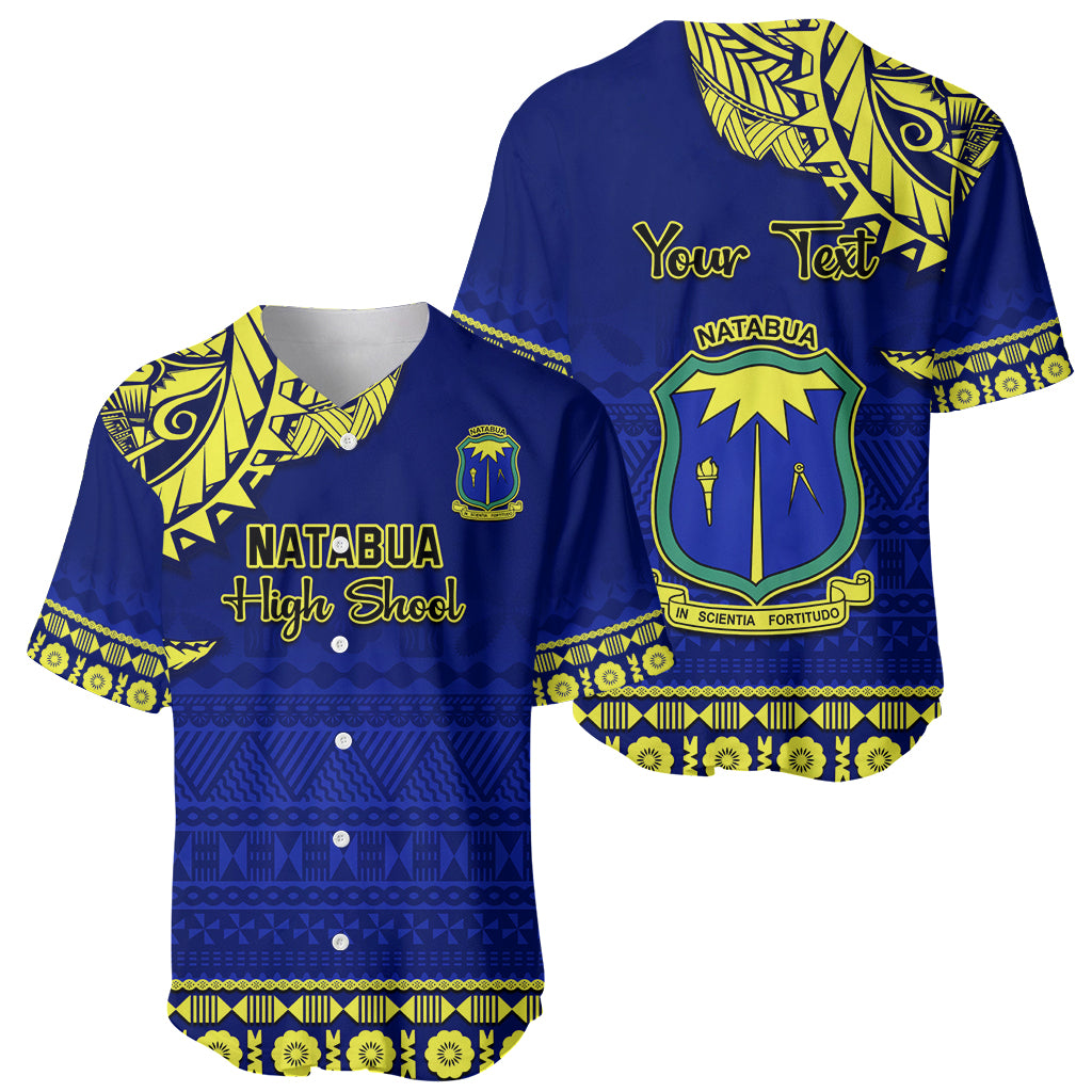 Personalised Fiji Natabua High School Baseball Jersey Fijian Tapa Pattern - Wonder Print Shop