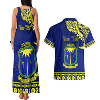 Personalised Fiji Natabua High School Couples Matching Tank Maxi Dress and Hawaiian Shirt Fijian Tapa Pattern - Wonder Print Shop