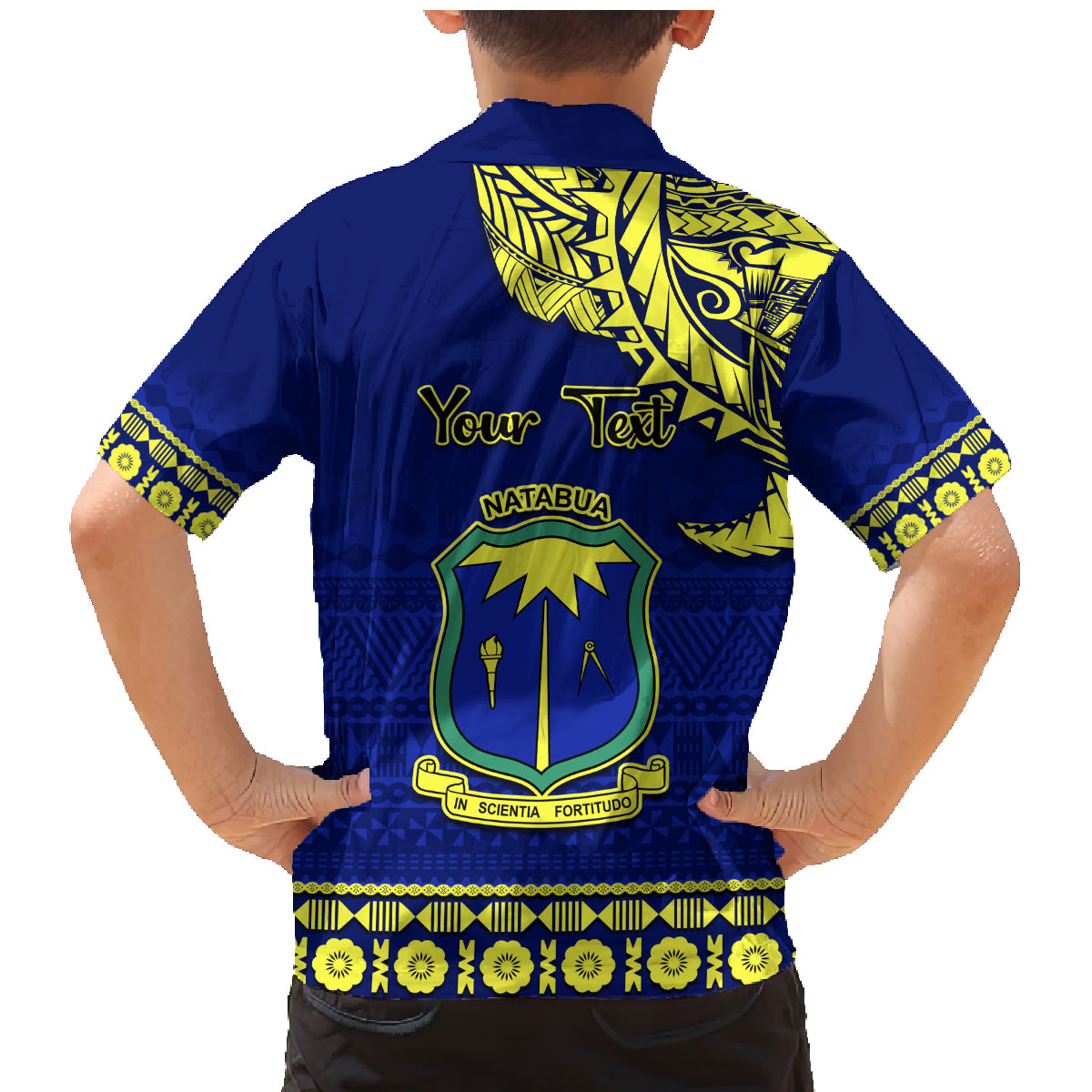 Personalised Fiji Natabua High School Family Matching Mermaid Dress and Hawaiian Shirt Fijian Tapa Pattern - Wonder Print Shop