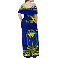 Personalised Fiji Natabua High School Off Shoulder Maxi Dress Fijian Tapa Pattern - Wonder Print Shop