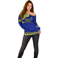 Personalised Fiji Natabua High School Off Shoulder Sweater Fijian Tapa Pattern - Wonder Print Shop