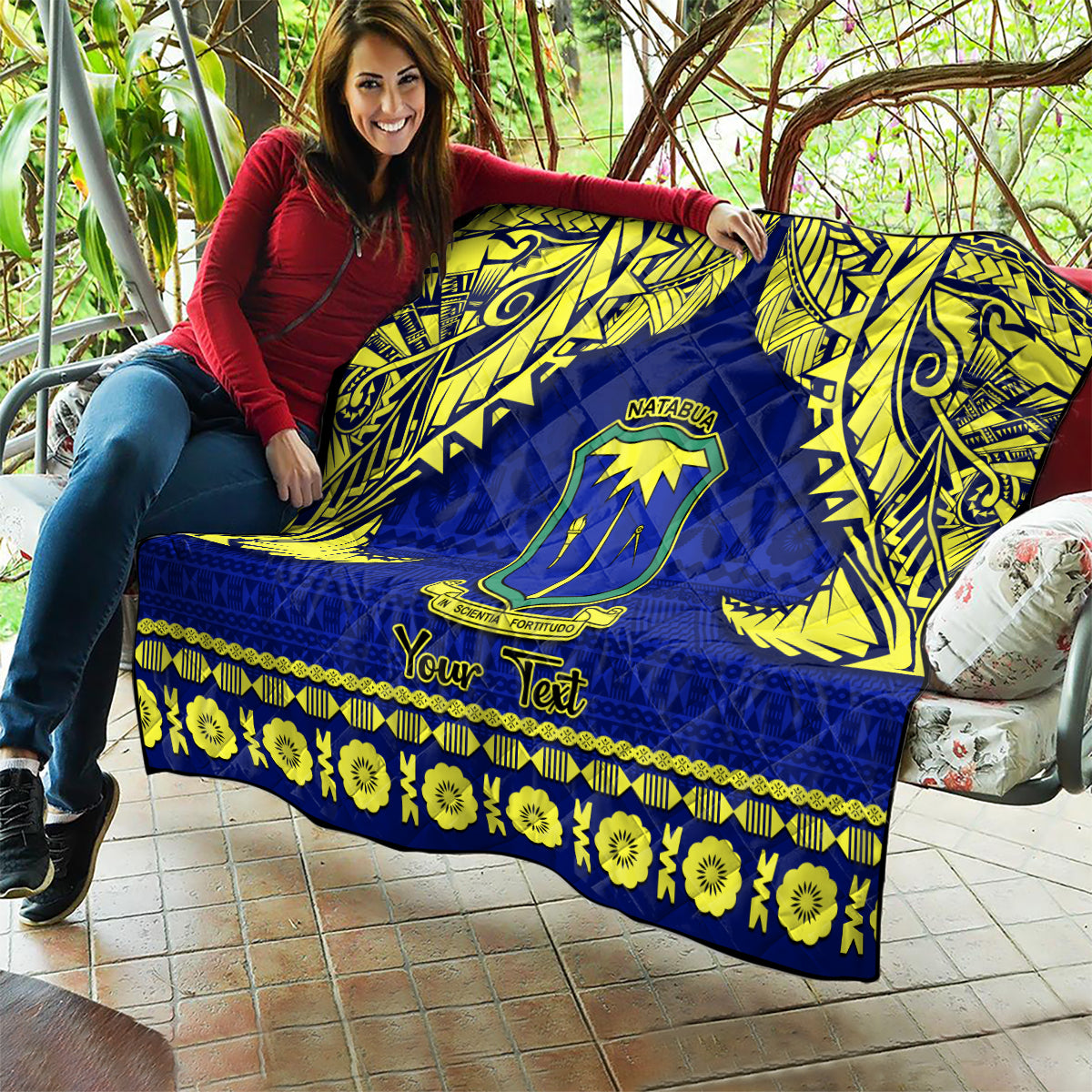 Personalised Fiji Natabua High School Quilt Fijian Tapa Pattern - Wonder Print Shop