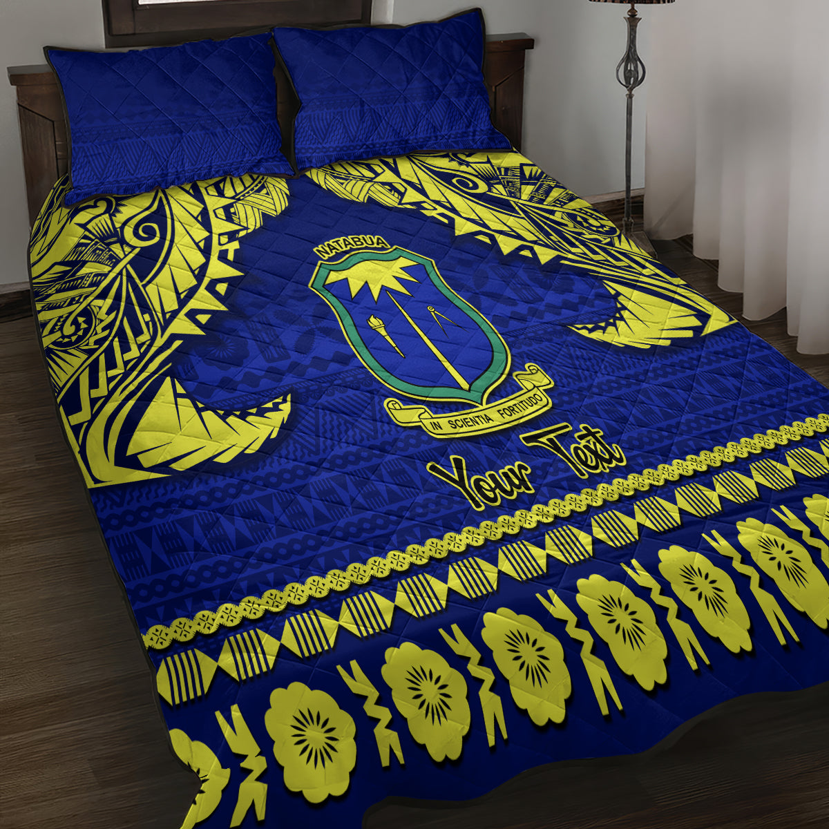 Personalised Fiji Natabua High School Quilt Bed Set Fijian Tapa Pattern - Wonder Print Shop