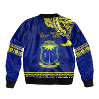 Personalised Fiji Natabua High School Sleeve Zip Bomber Jacket Fijian Tapa Pattern - Wonder Print Shop