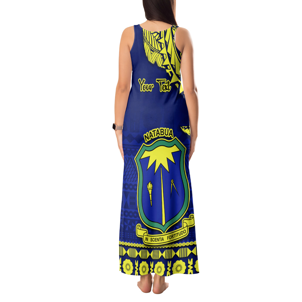 Personalised Fiji Natabua High School Tank Maxi Dress Fijian Tapa Pattern - Wonder Print Shop