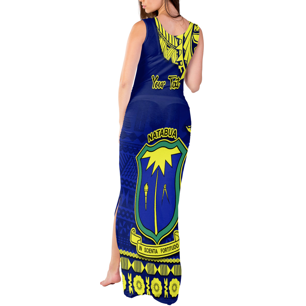 Personalised Fiji Natabua High School Tank Maxi Dress Fijian Tapa Pattern - Wonder Print Shop