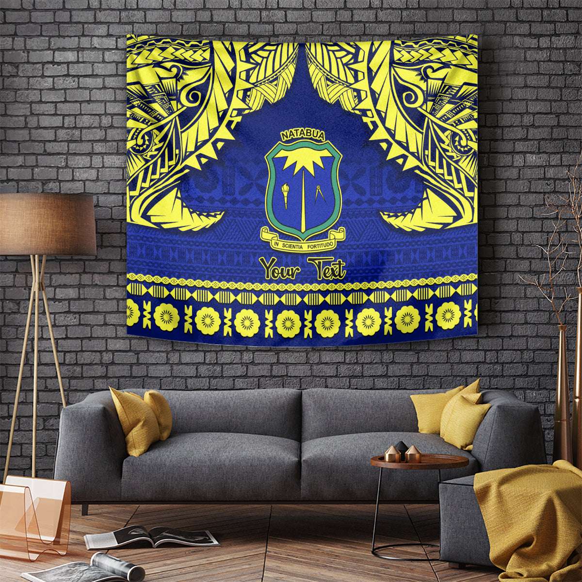 Personalised Fiji Natabua High School Tapestry Fijian Tapa Pattern - Wonder Print Shop