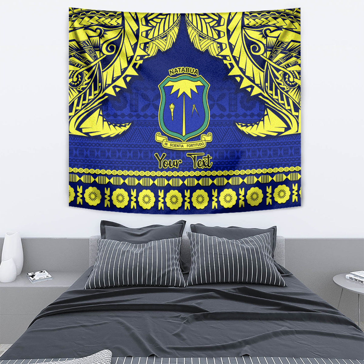 Personalised Fiji Natabua High School Tapestry Fijian Tapa Pattern - Wonder Print Shop