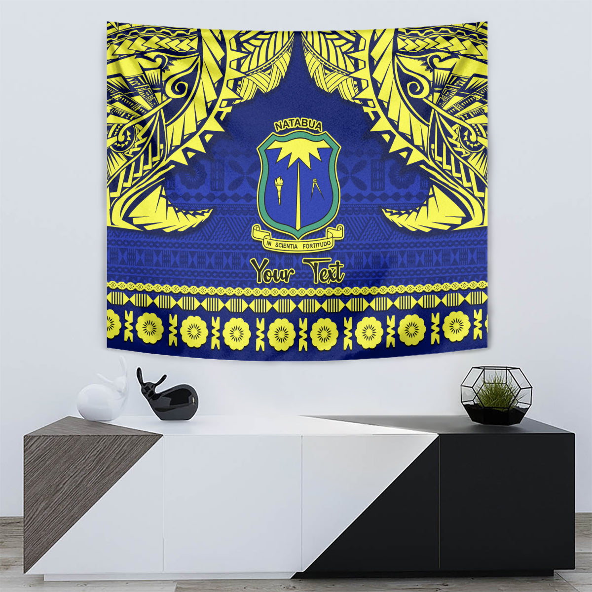 Personalised Fiji Natabua High School Tapestry Fijian Tapa Pattern - Wonder Print Shop