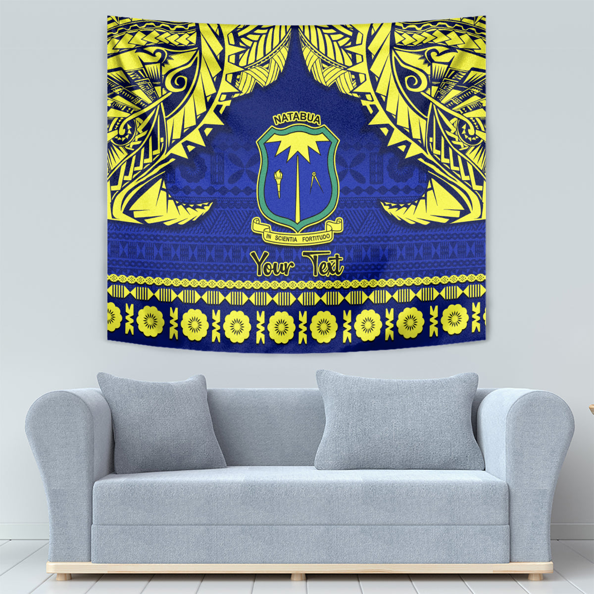 Personalised Fiji Natabua High School Tapestry Fijian Tapa Pattern - Wonder Print Shop