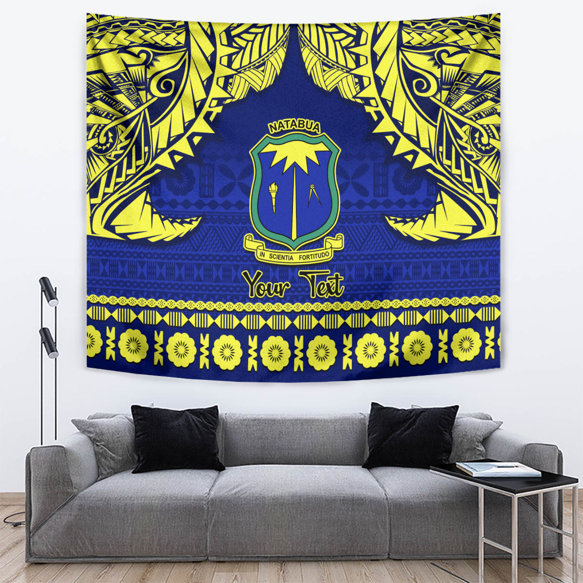 Personalised Fiji Natabua High School Tapestry Fijian Tapa Pattern - Wonder Print Shop
