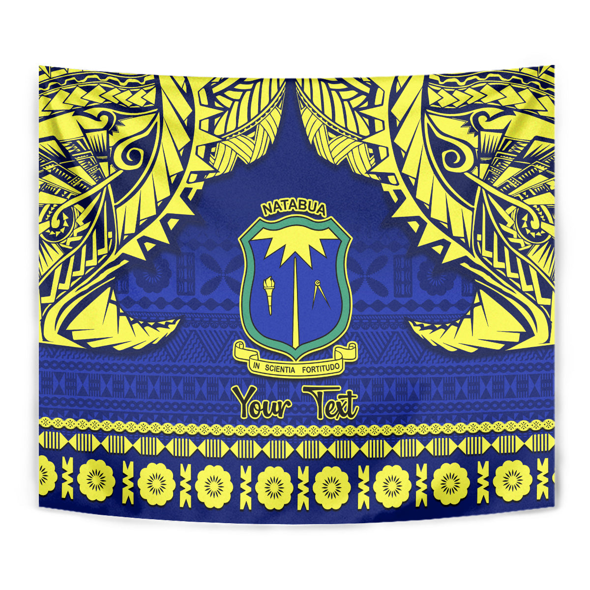 Personalised Fiji Natabua High School Tapestry Fijian Tapa Pattern - Wonder Print Shop