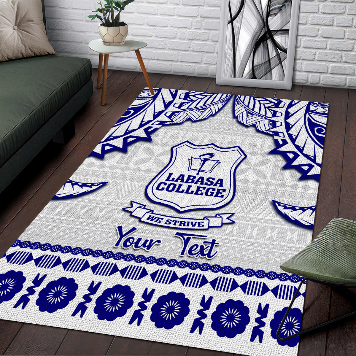 Personalised Fiji Labasa College Area Rug Fijian Tapa Pattern - Wonder Print Shop
