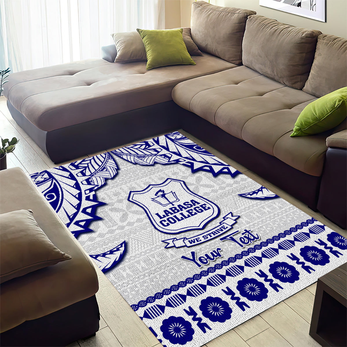 Personalised Fiji Labasa College Area Rug Fijian Tapa Pattern - Wonder Print Shop