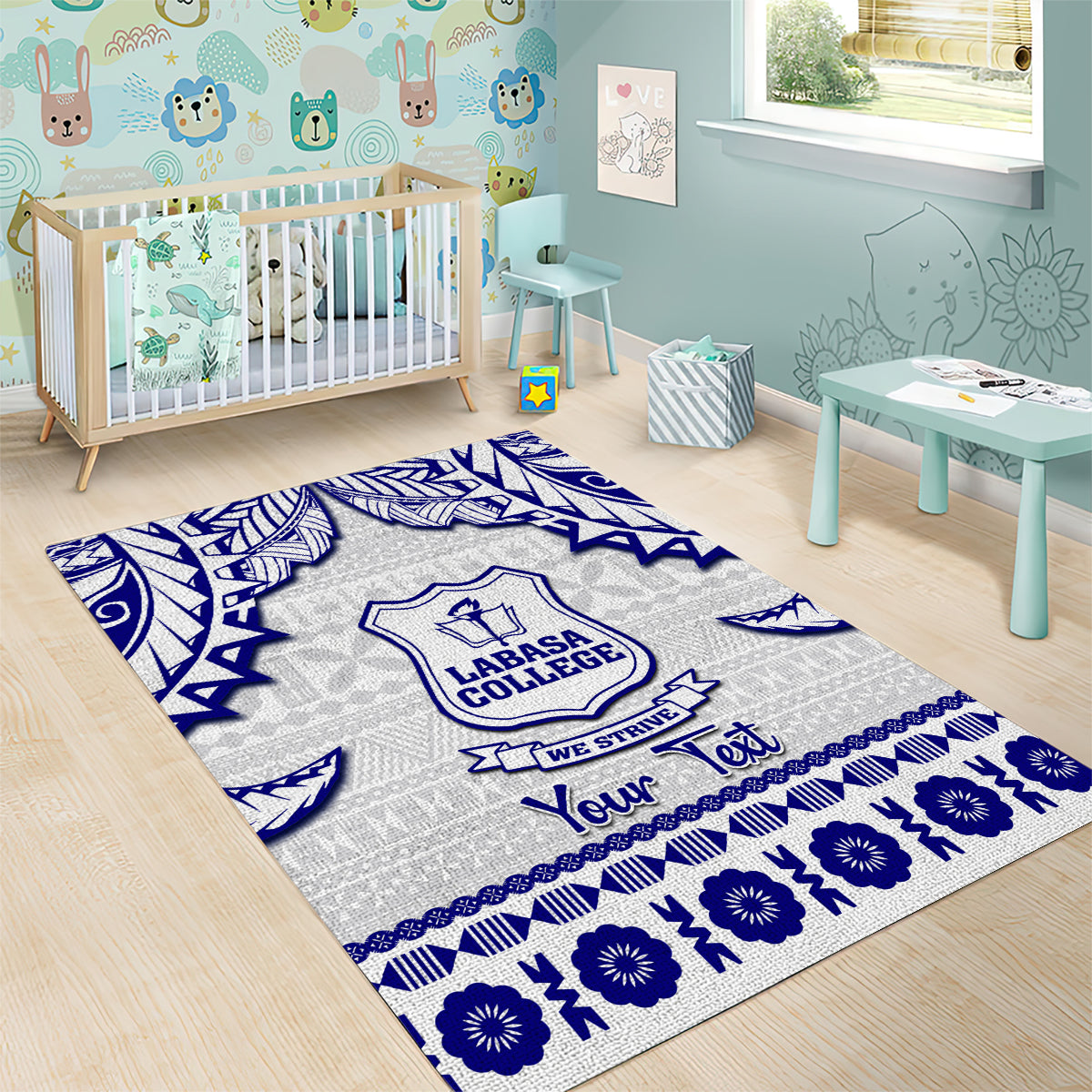 Personalised Fiji Labasa College Area Rug Fijian Tapa Pattern - Wonder Print Shop