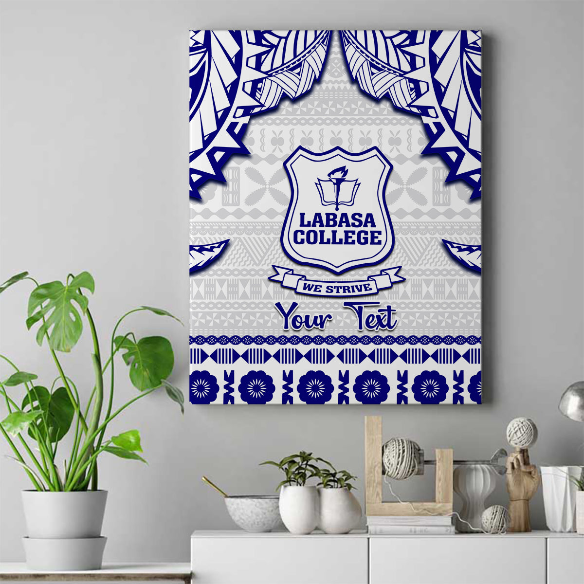 Personalised Fiji Labasa College Canvas Wall Art Fijian Tapa Pattern - Wonder Print Shop